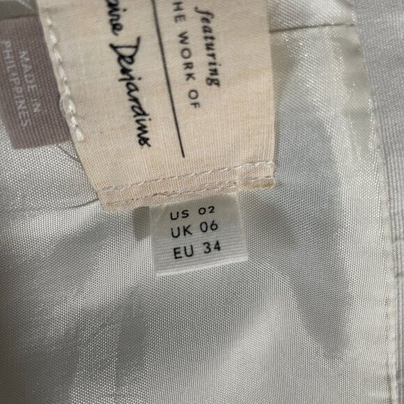 Claire Desjardins Art Skirt Size 2 A Line Midi Painterly Abstract Print White - Picture 4 of 10